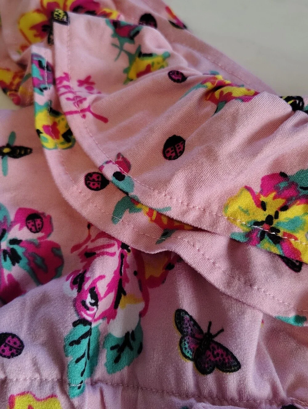 Betsy Johnson Pink Butterfly Floral One Shoulder Romper Size 24 Months Infant